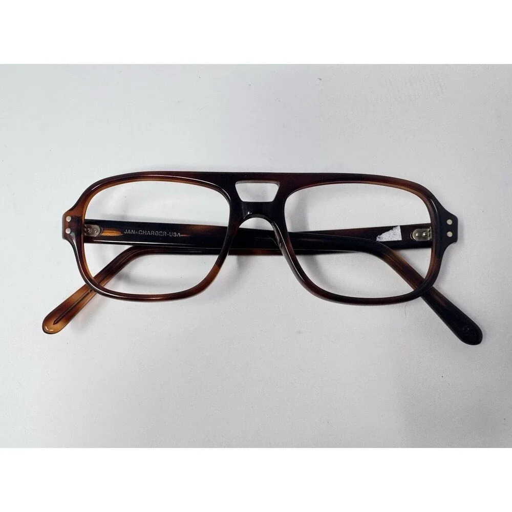 Vintage JAN Charger USA Eyeglass Frames Only 48-17-145 Brown Tortoise NOS
